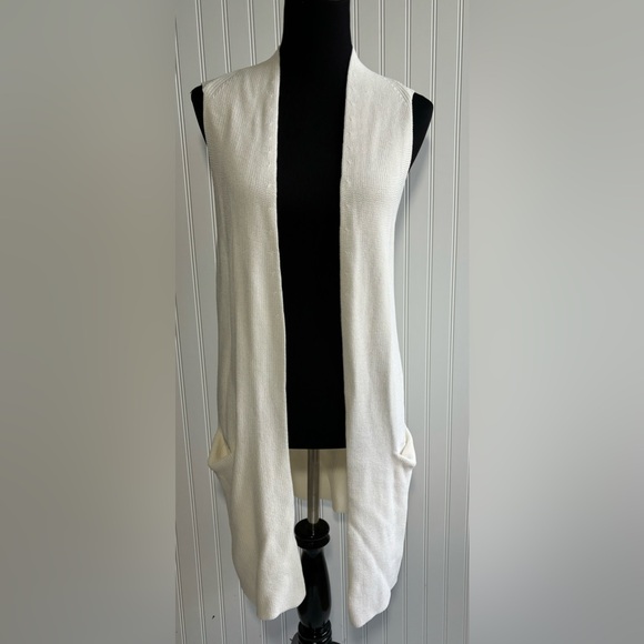 A Pea In The Pod Maternity Open Front Sweater Vest White Womens Size S/M - Picture 2 of 14